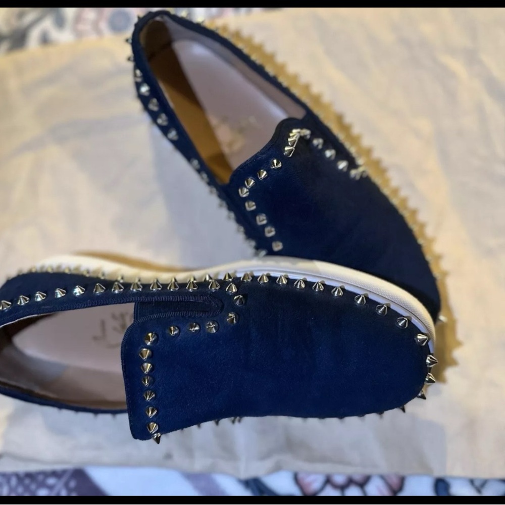 Men's Studded Slip-On Shoes - Navy - Picture 3 of 4